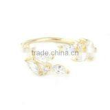 White Copper Open Rings Gold Plated Leaf thumbnail-2