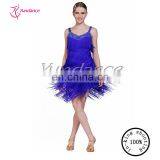AB003 Professional Latin Jazz Dance Costume Tassel Royal Blue/Girls Jazz Dance Costume thumbnail-1