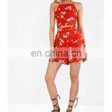 Ecoach Wholesale Women's Fashion Custom Red Blossom Print Summer Mid-rise High Waist Zip Back A-Line Hot Shorts thumbnail-4