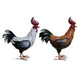 Outdoor Garden Handmade Black and White Metal Rooster Decoration thumbnail-1