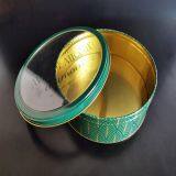 0.23mm Level A Tinplate PVC With Window Round Tin Christmas Green
