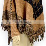 Rhombus Tassels a Batwing-sleeved Blouse Crew Neck Sweater Loose Autumn Winter Coat thumbnail-5