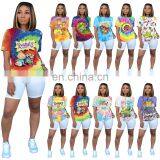 Hot Selling 2020 New Arrival Women's Casual Fashion Cartoon Placement Full Body Printed Short Sleeve t Shirts thumbnail-1