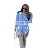 2020 Hot Sale Wholesale Ripped Women Girls Lady Denim Jeans Dress thumbnail-7