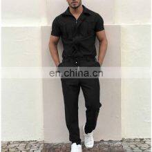 Wholesale Customized Men's One-piece Woven Suit Zipper Access Control Personality One-piece Shirt thumbnail-4