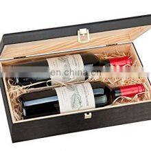 Double Bottle Wooden Luxury Gift Box for Wine Champagne or Whisky ( Black ) thumbnail-1