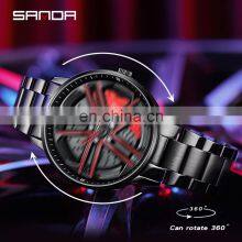 SANDA P1090 Military Brand Quartz Wristwatches Men's Watches Luxury Fashion Casual Wheel Series Dial Watch thumbnail-2