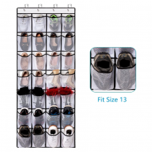 28 Pocket Over the Door Shoe Organzier Hanging Shoe Rack for Door Large Capacity Shoe Organizer Holder With 4 Metal Hooks thumbnail-3