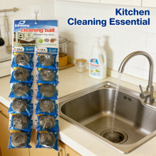 Powerful Stain & Oil Removal 12 Pcs Pack Steel Scourer Multi-Purpose Kitchen Cleaning Ball thumbnail-1