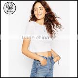 T Shirt Wholesale China Short Sleeve Crop Top with Crew Neck in Rib
