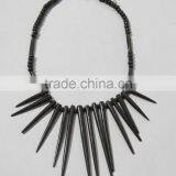 Bone Spike Carved Tribal Necklace Gypsies Jewelry Mexican Beads thumbnail-3