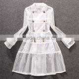 Unique Brands Designs Fashion 2014 Hot Selling Sexy Lace Turn-down Collar Double Breasted Thin Coat for Trendy Women C17281 thumbnail-3