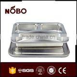 Chinese style 3 compartments stainless steel dinner plate sets