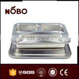 Metal 201 Stianless Steel 3 Compartment Bulk Dinner Food Tray thumbnail-2