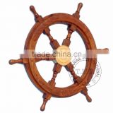 SHIP WHEEL 18" ~ NAUTICAL WOODEN SHIP WHEEL IN WOODEN POLISHED STYLE