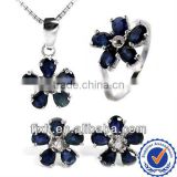 New Arrival High Collection Elegant 925 Sterling Silver Natural Sapphire Jewelry Sets