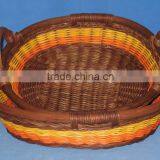 Multicolor Oval Rattan Core Tray With Handle 2016