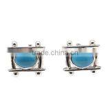 Turquoise cufflink solid sterling silver cufflinks Stone cufflinks mens cuff links aqua blue wedding gemstone cufflinks