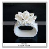 White Ceramic Napkin Ring With Flower Shpae Napkin Holder thumbnail-1
