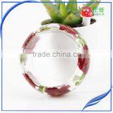 2016 Wholesale Handmade Clear Resin Pressed Dried Rose Flower Bangle for Lover's Forever Gift thumbnail-3