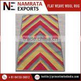 100% Cotton Flat Weave Zigzag Top New Design Hemp (Millspun) and Wool Rug thumbnail-1