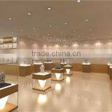 Wood Veneer Material Jewelry Showcase Kiosk With Led Strip Light for Shop Decoration Design thumbnail-4
