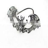 Men's Male Masquerade Mask Black Lace Bat Design Made From Metal thumbnail-2