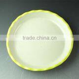 Stocklot Hot Sale Round Shape Yellow Line Glaze Ceramic Bakeware thumbnail-1