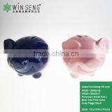 Wholesale Polyresin Small Navy Blue And Pink Color Cute Piggy Bank WS30-130420-B; WS30-130420-P