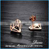 Fashion Jewelry Diamond Shaped Stud Earrings Men Rose Gold IP Stainless Steel Earring thumbnail-3