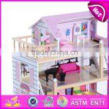 2017 Best Luxurious 4 Floors Children Wooden Dollhouse Kits With Garage W06A238 thumbnail-5
