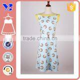 Square Neckline Circle Pattern CB Zip Easy Cozy Wear Loosely Cotton Dress thumbnail-1