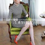 Fashion Design Ladies Houndstooth Dress Slim Fit Stand Collar Bodycon Dress thumbnail-3
