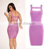 2015 New Lilac Lavender Open Sexy Front Hole Chest Women Bodycon HL Bandage Dress Evening Party Pencil Dress thumbnail-1