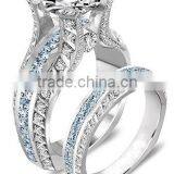 Trendy Fashion Hot Sale Fine Jewelry cz Diamond Engagement Wedding Ring Set thumbnail-1