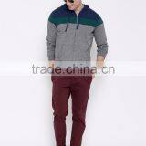 Grey Colourblocked Sweatshirt With Grindle Effect Customizable Full Zip Closure Long Sleeves Sweater Split Kangaroo Pocket thumbnail-5