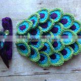 Peacock Diaper Cover Baby Bloomer With Headband Set Little Baby Winter Woolen Yarn Diaper Cover Set thumbnail-3