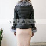 2016 New Women's Winter Fashion Imitation Faux Lether With Soft Faux Fox Fur Long Slim Fit Jacket Coat With Fox Fur Collar thumbnail-4