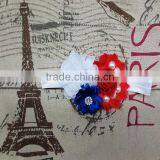 Newest Boutique Frayed Flowers Headband Wholesale, Patriotic Headband Pearl thumbnail-3