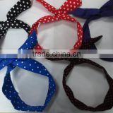wholesale Retro Vintage Style Wired Bendy Headband Scarf Hair Head Band Wrap 10 colors
