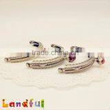 Half Circle Crystal Flower Bead Embossed Lace Kisslock Metal Handbag Frame thumbnail-2