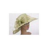 Green 12cm Large Brim Ladies Tea Party Hats / Sinamay Hat With Three Layers thumbnail-1