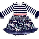 CH00178YIWU BOYA Cotton Milk Silk Dresses Deer and Rabbits Kindom Pattern Kids Clothes Wearing Boutique Dresses thumbnail-1