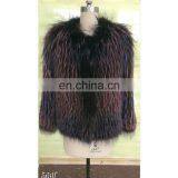 knitted collarless fox fur coat sex fur parka