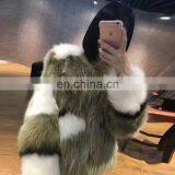 Round Collar Tea Green Color Fox Fur Coat, Blue Fox Red Fox Silver Fox Fur Mixed Fashion Short Size Coat S M L thumbnail-5