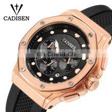 CADISEN 9058 Fashion Branded Men Silicone Strap Quartz Analog Silicone Strap Sports Fancy Bracelet Cute Watch