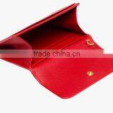 Genuine Saffiano Leather Red Branded Business Name CardHolder Credit Card Bag Coin Purse With Removable Wristbands for Ladies thumbnail-4