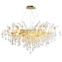 High Quality Luxury Modern Crystal Chandelier Lighting Gold Copper Tree Branch Raindrop Hanging Lamp for Hotel Project Villa thumbnail-1