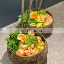 100% Eco Friendly Polished Outside Coconut Bowl Wholesale in Bulk Coconut Fruit Bowl Made in Vietnam thumbnail-4
