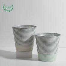 Ribbed Galvanised Zinc Garden Centre Container Planters Metal Bucket Tin Flower Pot thumbnail-5